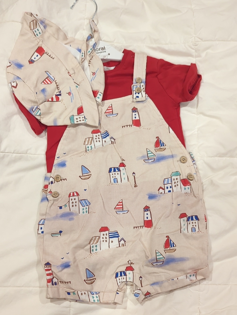 Mayoral Lighthouse Nautical-Print Cotton Overalls NWT